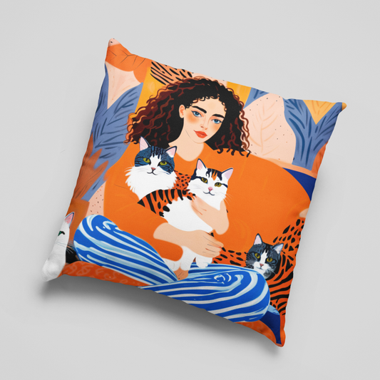 Boho Cat Haven Cushion Cover