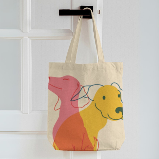 Paw-sitive Vibes Canvas Tote Bag with Zipper