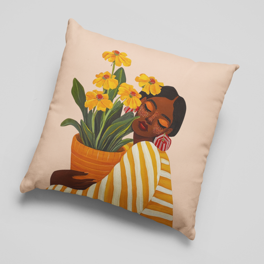 Boho Golden Bloom Cushion Cover