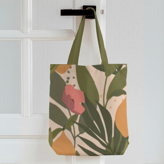 Lemon Grove Canvas Tote Bag with Zipper