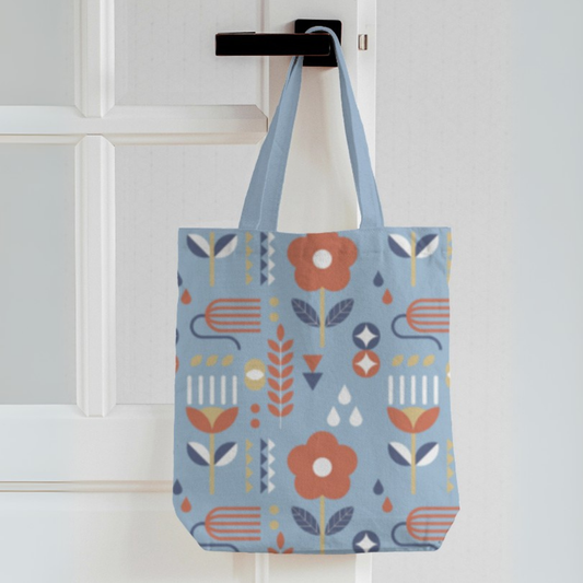Geometric Garden Canvas Tote Bag with Zipper