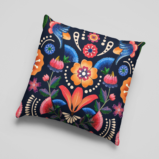 Boho Folk Bloom Cushion Cover