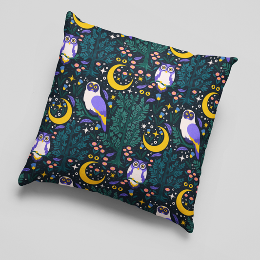 Boho Moonlit Owl Grove Cushion Cover