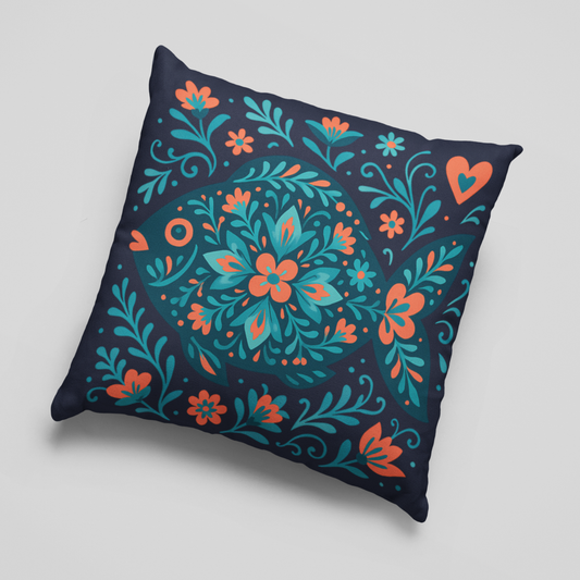 Boho Folk Fish Cushion Cover