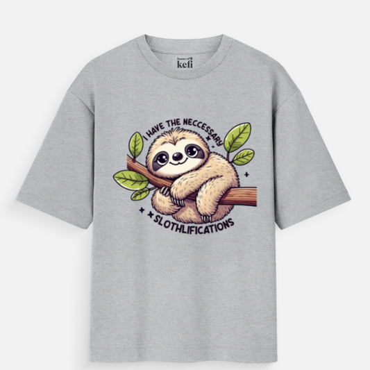Sloth Qualifications Unisex Oversized Cotton T-Shirt
