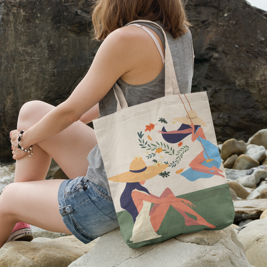 Carefree Days Canvas Tote Bag with Zipper