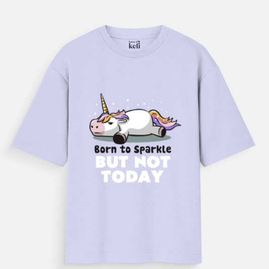 Tired Unicorn Unisex Oversized Cotton T-Shirt
