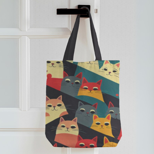 Pop Cats Canvas Tote Bag with Zipper