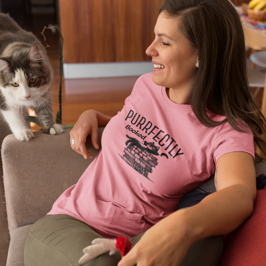 Purrfectly Booked Unisex Relaxed Fit Cotton T-Shirt