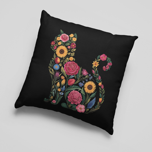 Boho Floral Cat Cushion Cover
