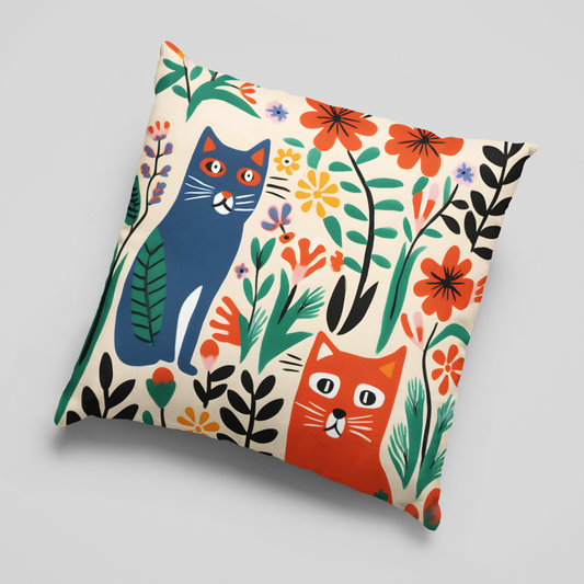 Boho Garden Cats Cushion Cover