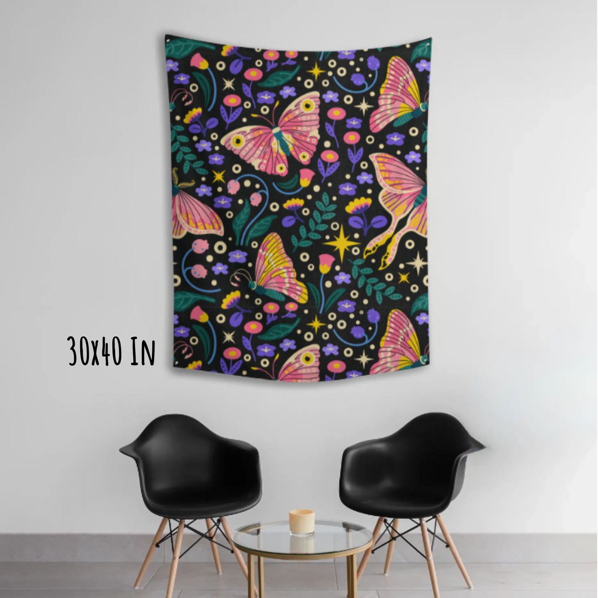 Flutter & Glow Fabric Wall Tapestry