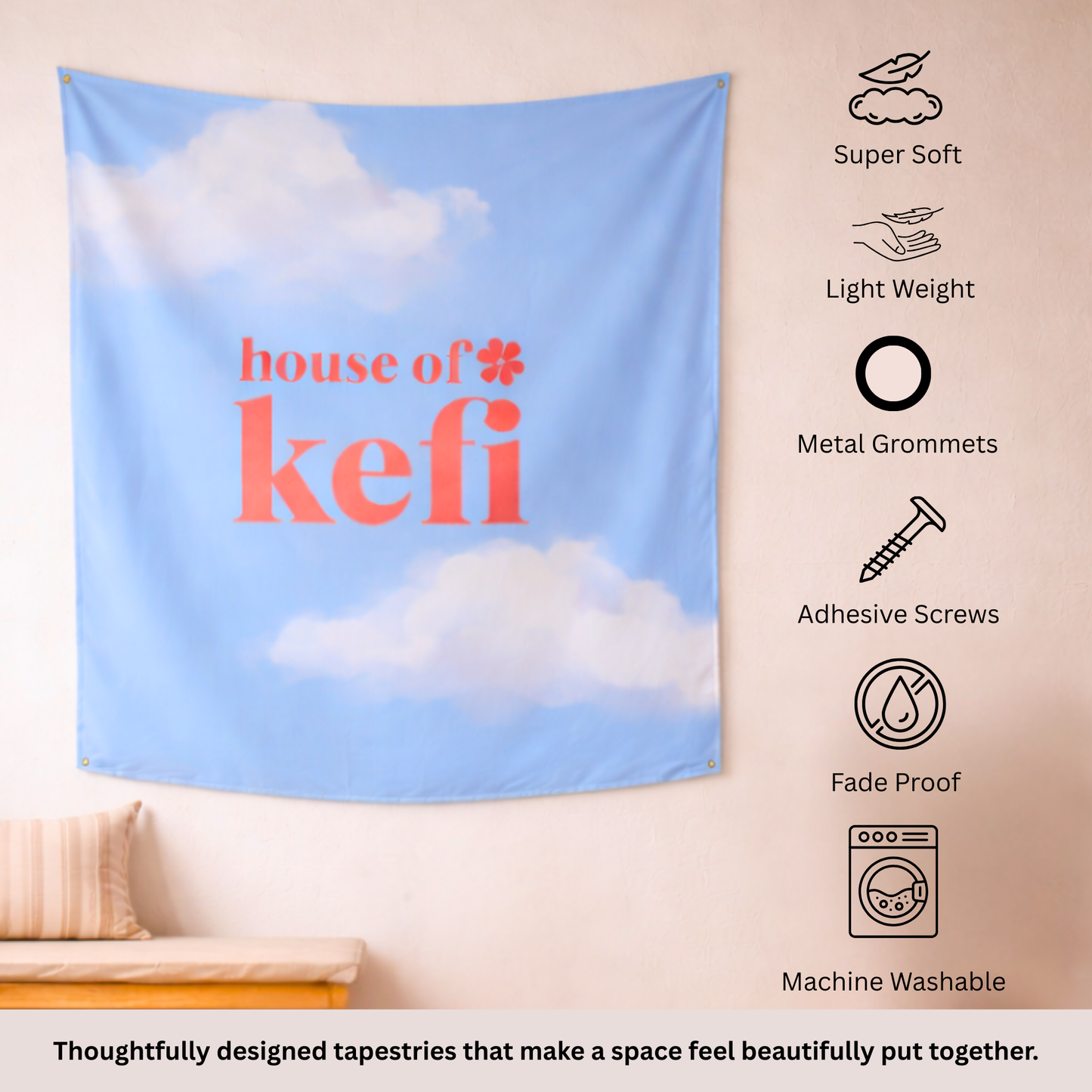 Quiet Afternoon by the Pool Fabric Wall Tapestry