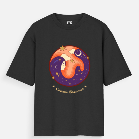 Cosmic Dreamer Unisex Oversized Cotton T-Shirt