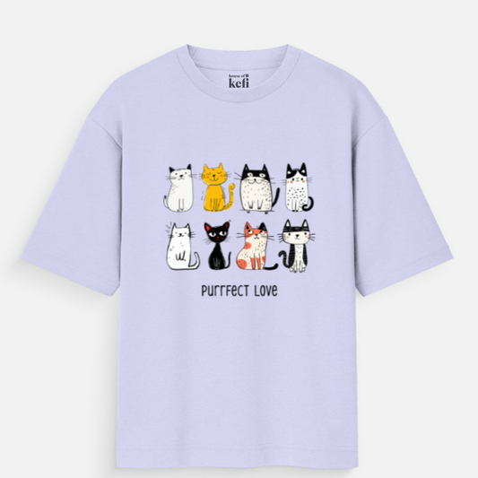 Purrfect Love Unisex Oversized Cotton T-Shirt