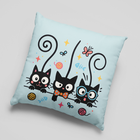 Playful Cat Trio Cushion Cover