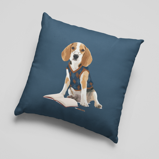 Thoughtful Reader Dog Cushion Cover