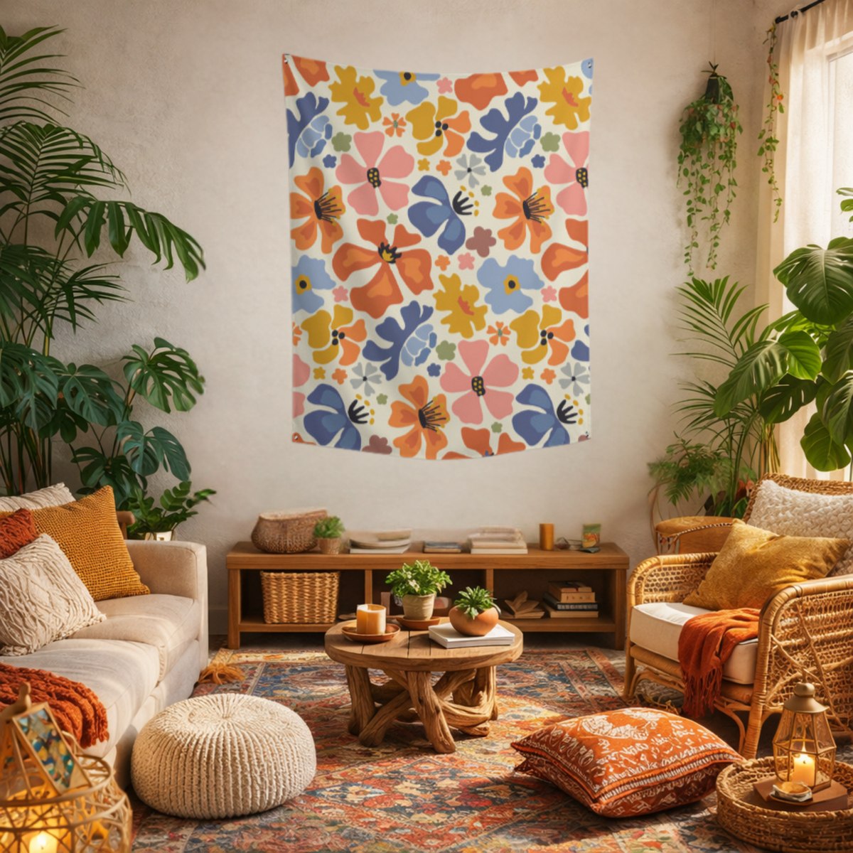 Soft Bloom Pattern Fabric Wall Tapestry