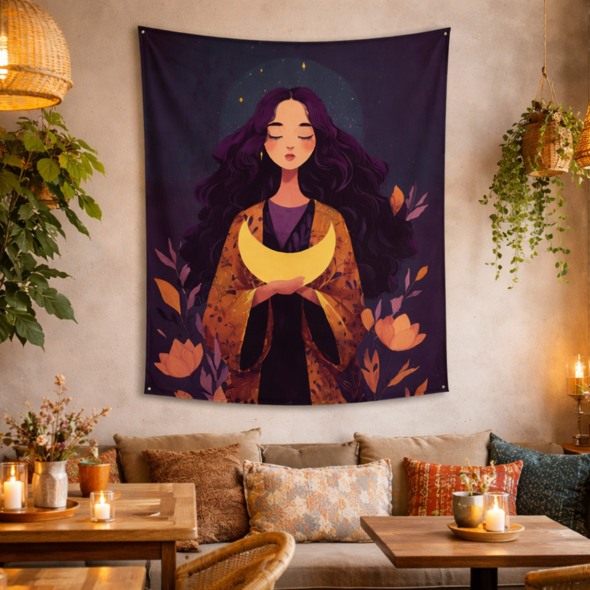Celestial Queen Fabric Wall Tapestry