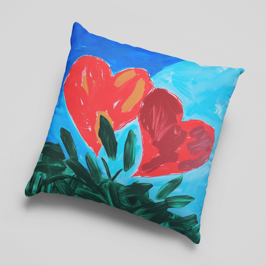 Two Hearts in Bloom Cushion Cover