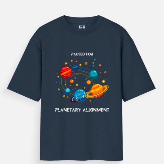 Paused for Planetary Alignment Unisex Oversized Cotton T-Shirt