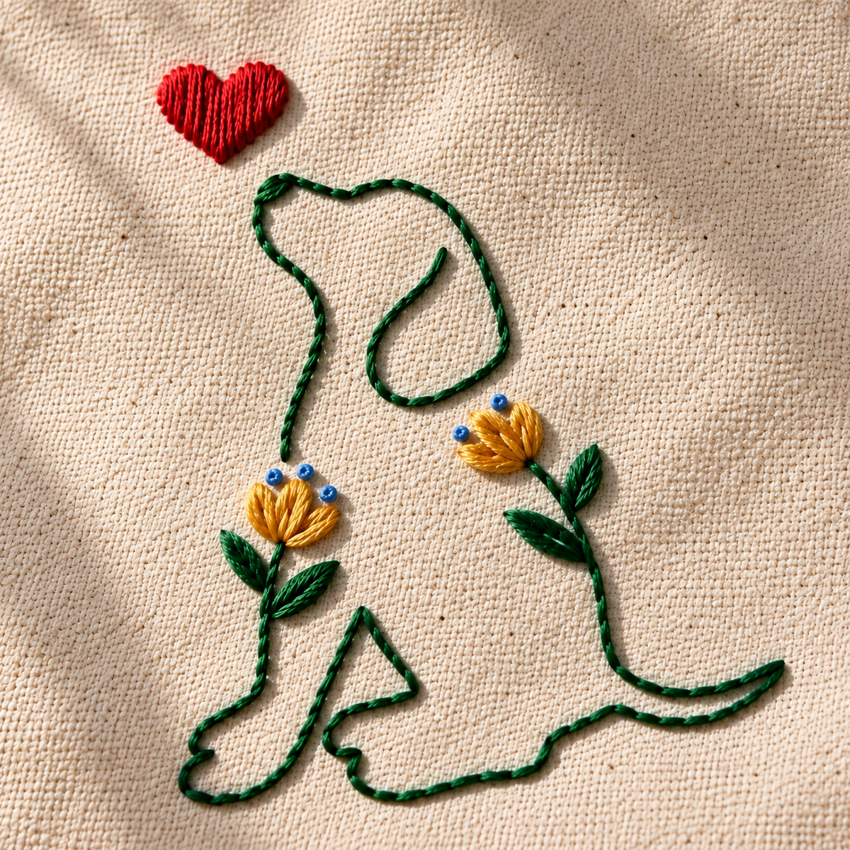 Boho Dog Lover Hand-Embroidered Tote Bag