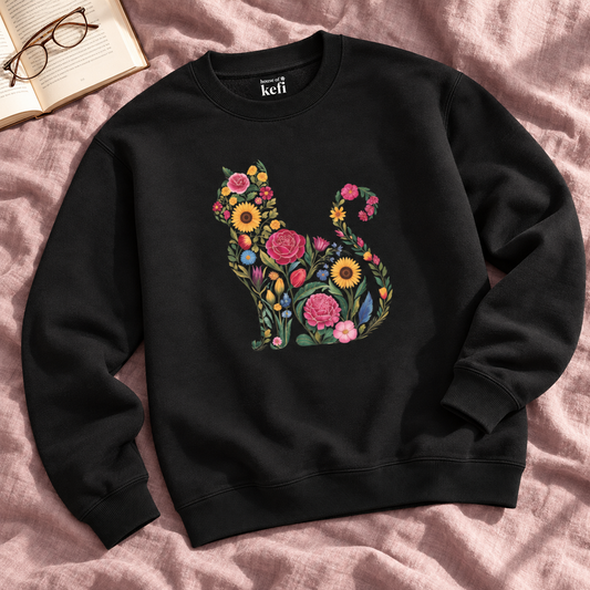 Boho Floral Cat Sweatshirt