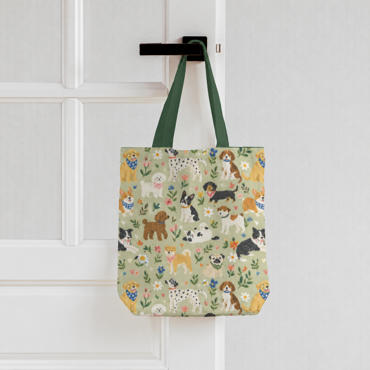 Dogs in Bloom Tote Bag With Zipper