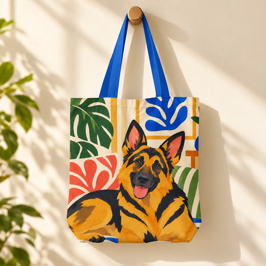 Happy at Home German Shepherd Tote Bag With Zipper