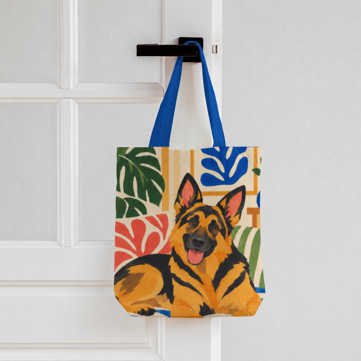 Happy at Home German Shepherd Tote Bag With Zipper