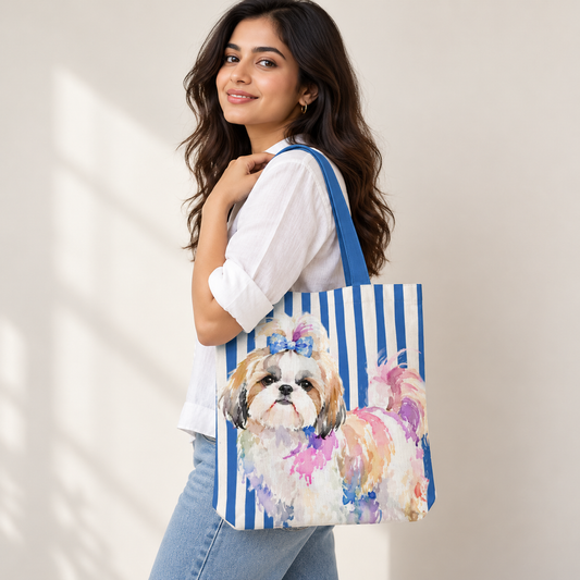 Pretty in Bows Shih Tzu Tote Bag With Zipper