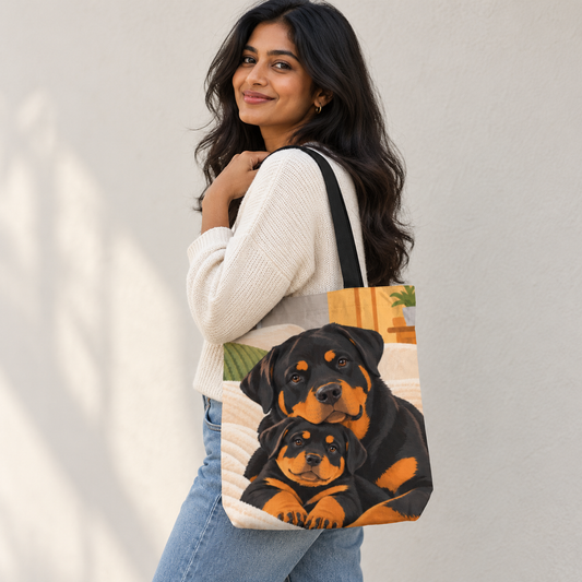 Rottweiler Cuddle Tote Bag with Zipper