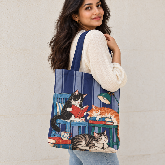 The Cat Book Club Tote Bag With Zipper