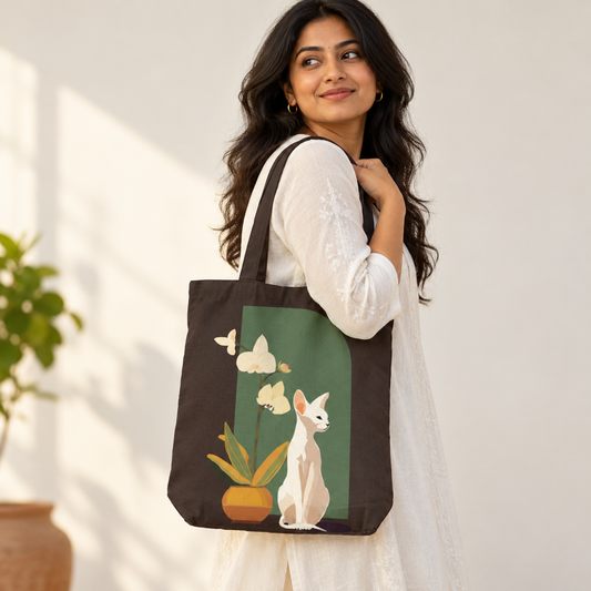 The Serene Cat Tote Bag With Zipper