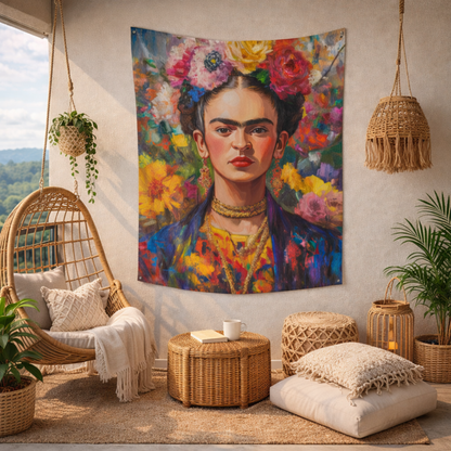 Unapologetic Bloom Frida Kahlo Inspired Fabric Wall Tapestry