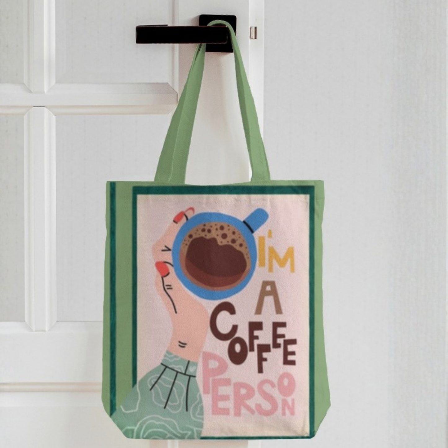 Coffee Person Canvas Tote Bag with Zipper