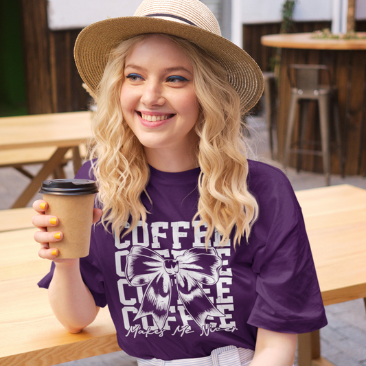 Coffee Makes Me Nicer Unisex Oversized T-Shirt