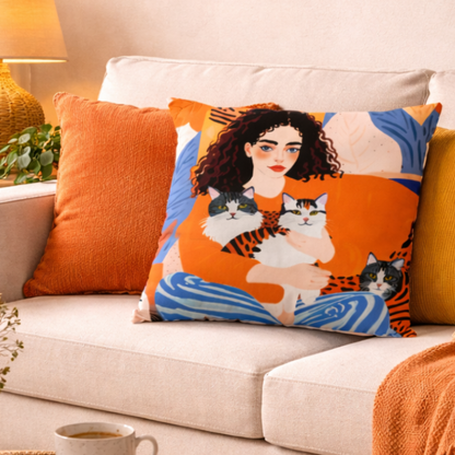 Boho Cat Haven Cushion Cover