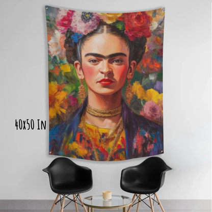 Unapologetic Bloom Frida Kahlo Inspired Fabric Wall Tapestry