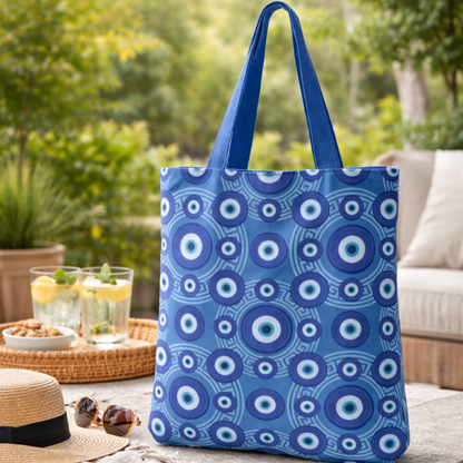 Celestial Circles Evil Eye Canvas Tote Bag