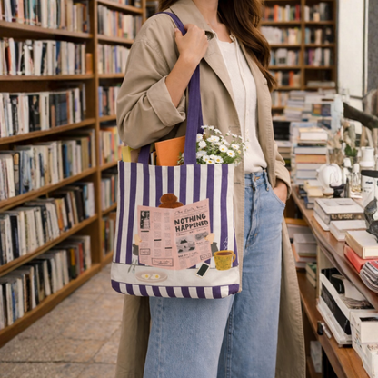 Cozy Routine Boho  Canvas Tote Bag with Zipper