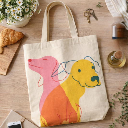 Paw-sitive Vibes Canvas Tote Bag with Zipper