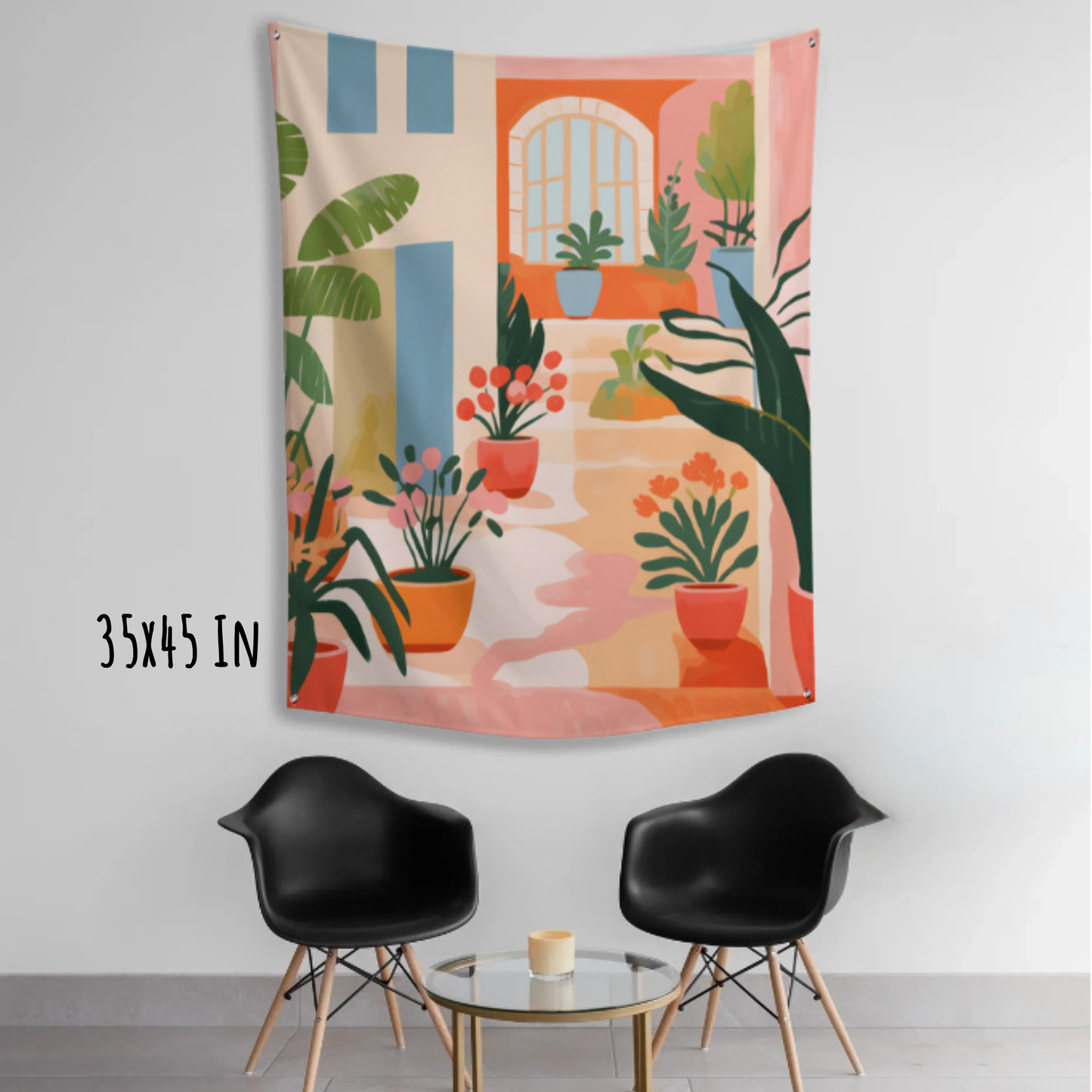 Sunlit Courtyard Fabric Wall Tapestry