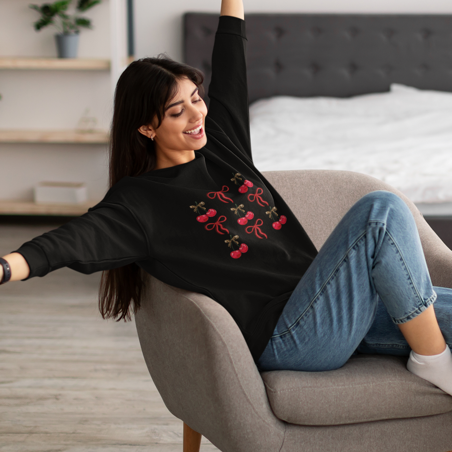 Cherry Bow Babe Sweatshirt