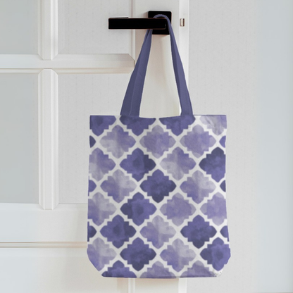 Watercolor Lattice Canvas Tote Bag with Zipper