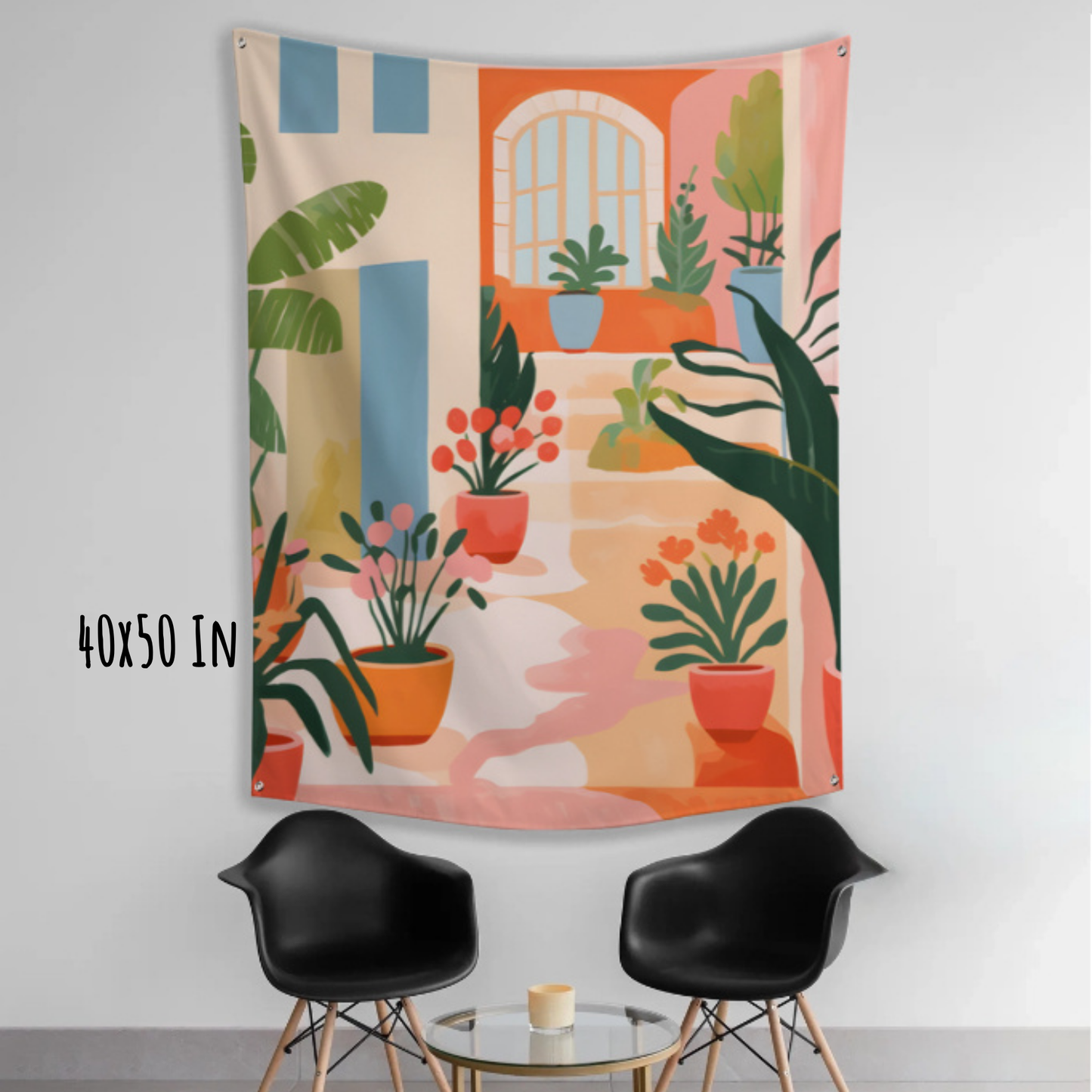 Sunlit Courtyard Fabric Wall Tapestry