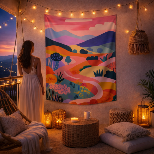 Where the Path Softens Fabric Wall Tapestry