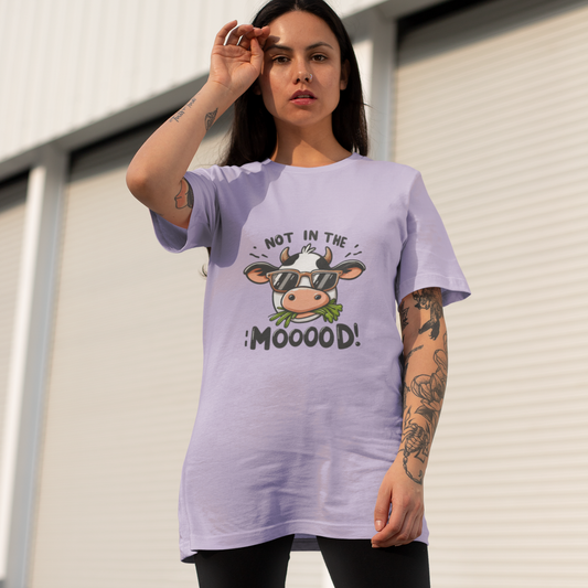 Not in the Moooood Funny Unisex Oversized Cotton T-Shirt