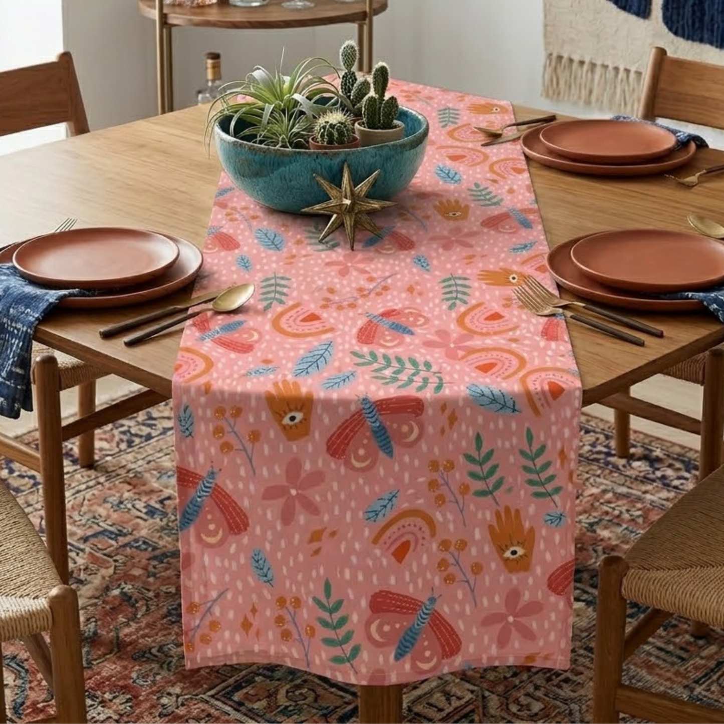 Blush Boho Butterfly Garden Table Runner