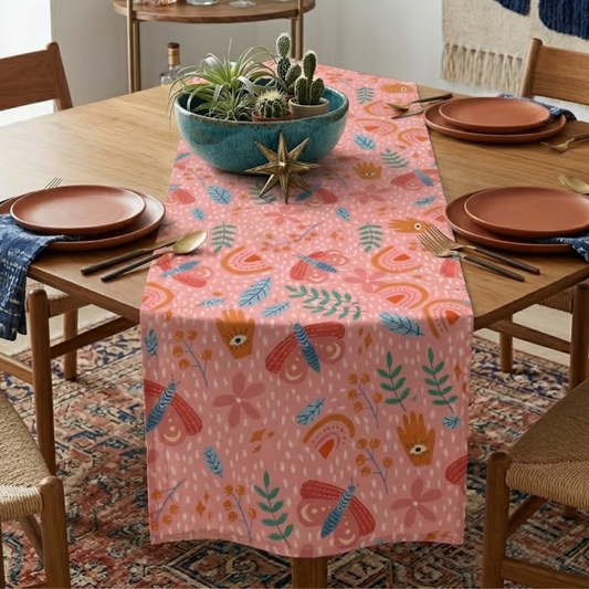 Blush Boho Butterfly Garden Table Runner
